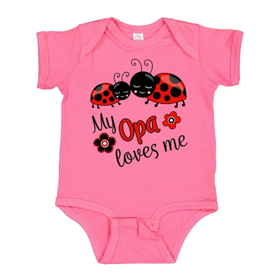 Inktastic My Opa Loves Me with Cute Ladybugs Boys or Girls Baby Bodysuit