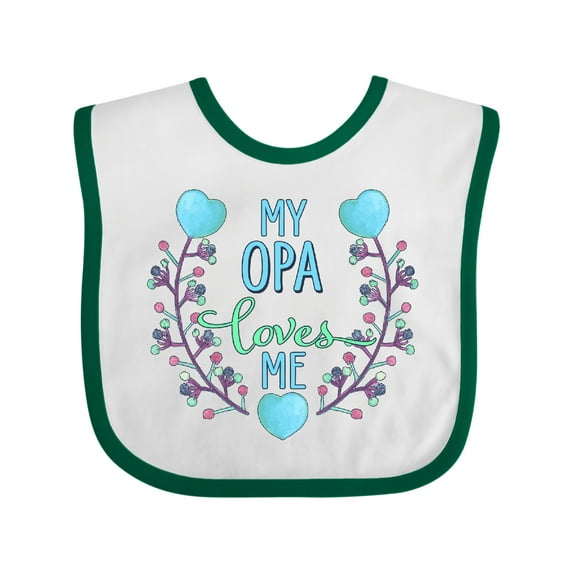 Inktastic My Opa Loves Me with Flowers and Hearts Boys or Girls Baby Bib