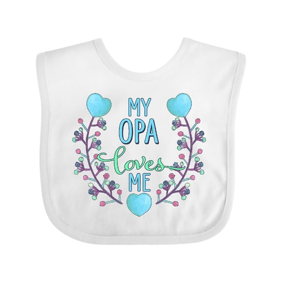Inktastic My Opa Loves Me with Flowers and Hearts Boys or Girls Baby Bib