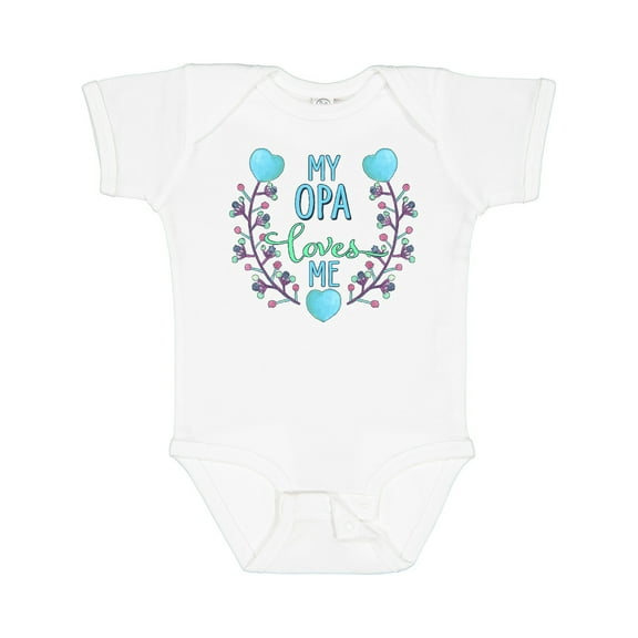 Inktastic My Opa Loves Me with Flowers and Hearts Boys or Girls Baby Bodysuit