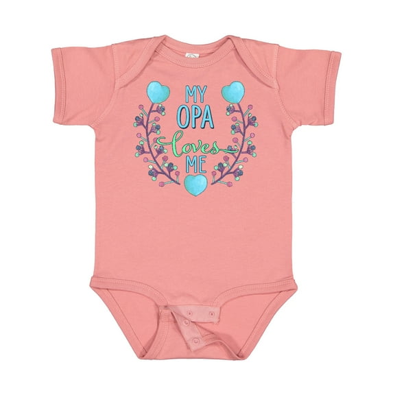Inktastic My Opa Loves Me with Flowers and Hearts Boys or Girls Baby Bodysuit