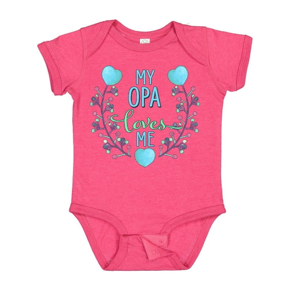 Inktastic My Opa Loves Me with Flowers and Hearts Boys or Girls Baby Bodysuit