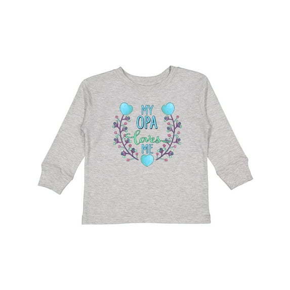 Inktastic My Opa Loves Me with Flowers and Hearts Boys or Girls Long Sleeve Toddler T-Shirt