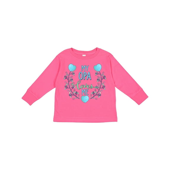 Inktastic My Opa Loves Me with Flowers and Hearts Boys or Girls Long Sleeve Toddler T-Shirt