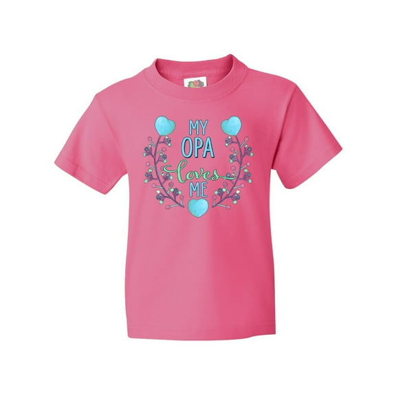Inktastic My Opa Loves Me with Flowers and Hearts Youth T-Shirt