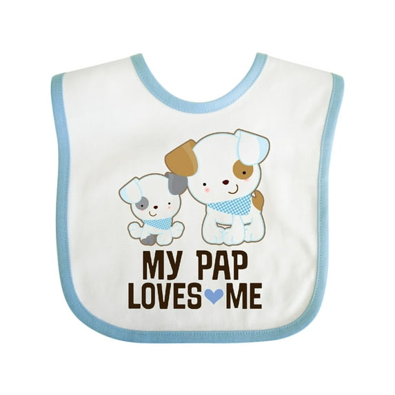 Inktastic My Pap Loves Me Grandson Puppy Boys Baby Bib