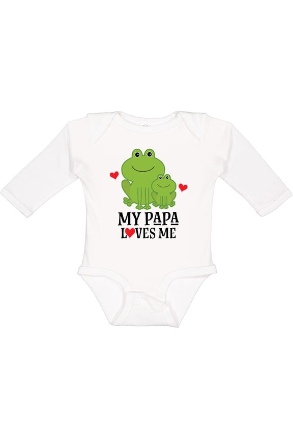 My Papa Loves Me Boys Frog Boys Long Sleeve Baby Bodysuit