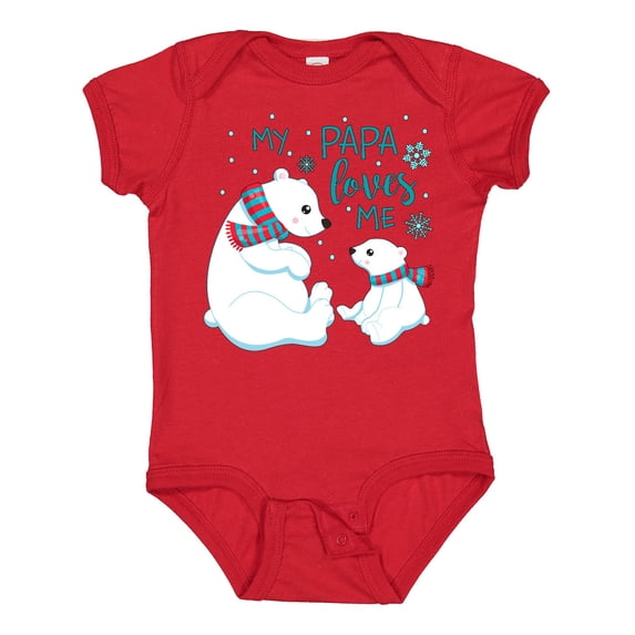 Inktastic My Papa Loves Me- Cute Polar Bears Boys or Girls Baby Bodysuit