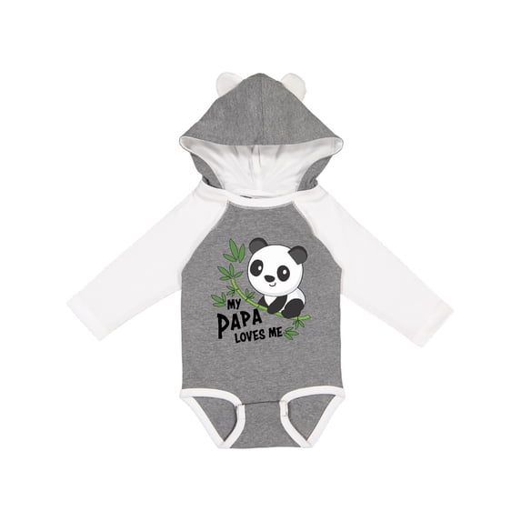 Inktastic My Papa Loves Me- cute panda Boys or Girls Long Sleeve Baby Bodysuit