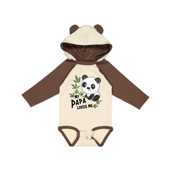 Inktastic My Papa Loves Me- cute panda Boys or Girls Long Sleeve Baby Bodysuit