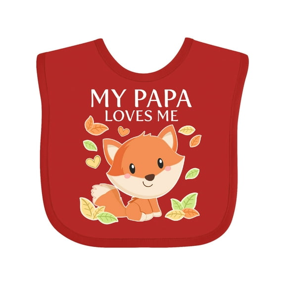 Inktastic My Papa Loves Me Little Fox Boys or Girls Baby Bib