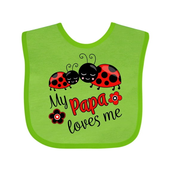 Inktastic My Papa Loves Me with Cute Ladybugs Boys or Girls Baby Bib