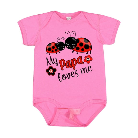 Inktastic My Papa Loves Me with Cute Ladybugs Boys or Girls Baby Bodysuit