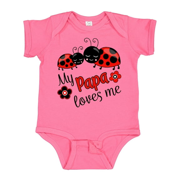 Inktastic My Papa Loves Me with Cute Ladybugs Boys or Girls Baby Bodysuit