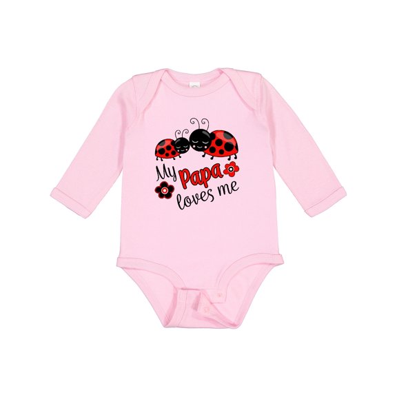 Inktastic My Papa Loves Me with Cute Ladybugs Boys or Girls Long Sleeve Baby Bodysuit