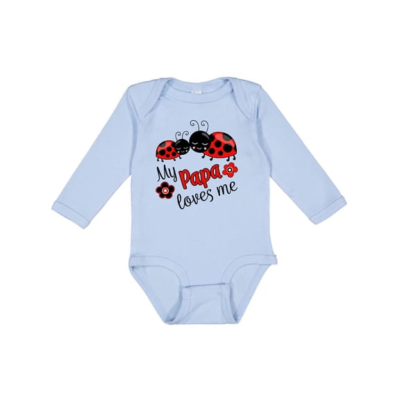 Inktastic My Papa Loves Me with Cute Ladybugs Boys or Girls Long Sleeve Baby Bodysuit