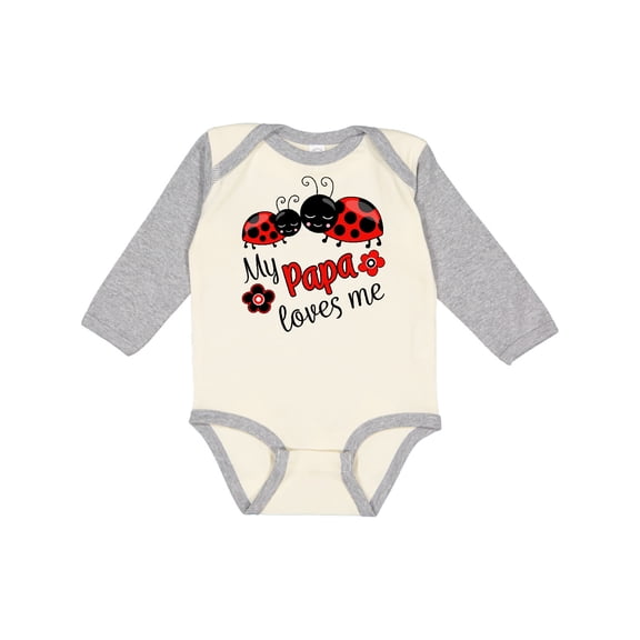 Inktastic My Papa Loves Me with Cute Ladybugs Boys or Girls Long Sleeve Baby Bodysuit