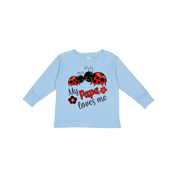 Inktastic My Papa Loves Me with Cute Ladybugs Boys or Girls Long Sleeve Toddler T-Shirt