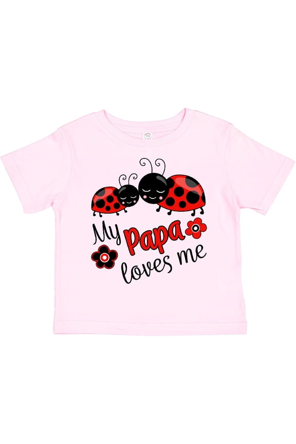 My Papa Loves Me with Cute Ladybugs Boys or Girls Toddler T-Shirt