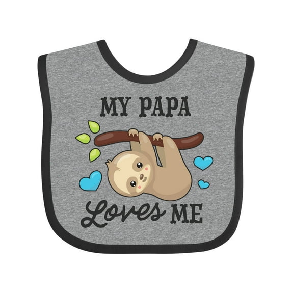Inktastic My Papa Loves Me with Sloth and Hearts Boys or Girls Baby Bib