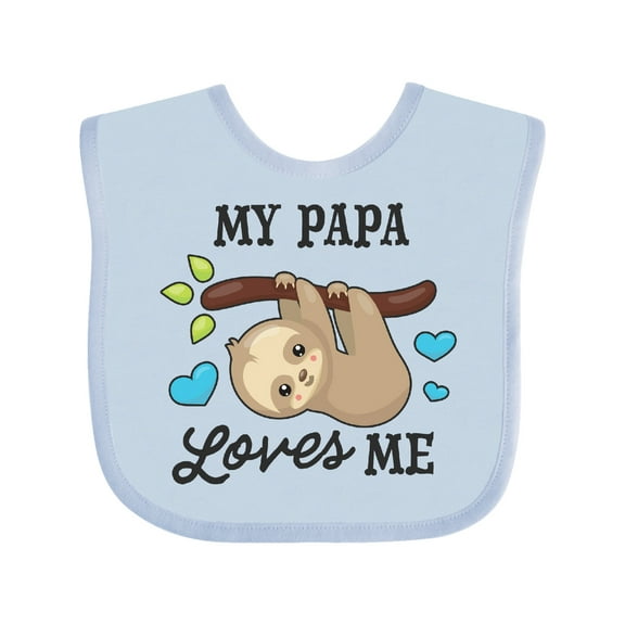 Inktastic My Papa Loves Me with Sloth and Hearts Boys or Girls Baby Bib