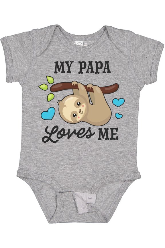 My Papa Loves Me with Sloth and Hearts Boys or Girls Baby Bodysuit