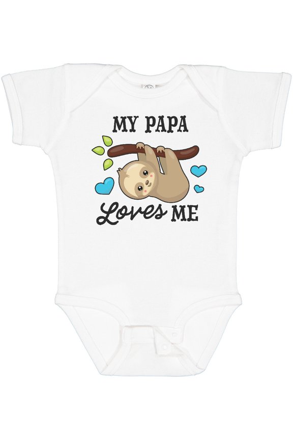My Papa Loves Me with Sloth and Hearts Boys or Girls Baby Bodysuit