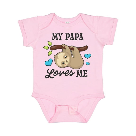 Inktastic My Papa Loves Me with Sloth and Hearts Boys or Girls Baby Bodysuit