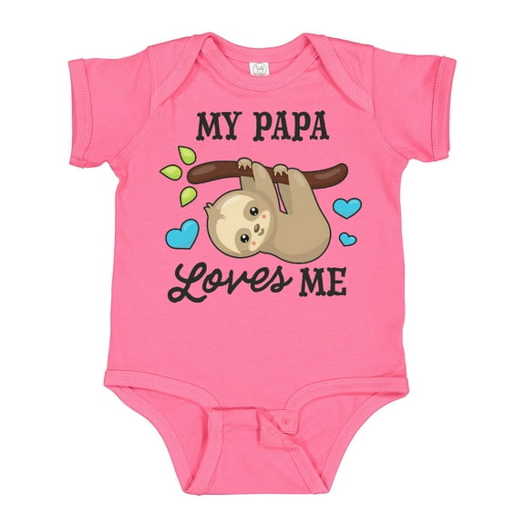 Inktastic My Papa Loves Me with Sloth and Hearts Boys or Girls Baby Bodysuit