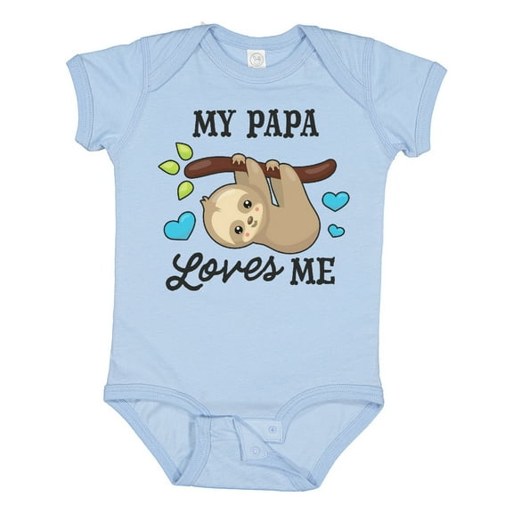 Inktastic My Papa Loves Me with Sloth and Hearts Boys or Girls Baby Bodysuit