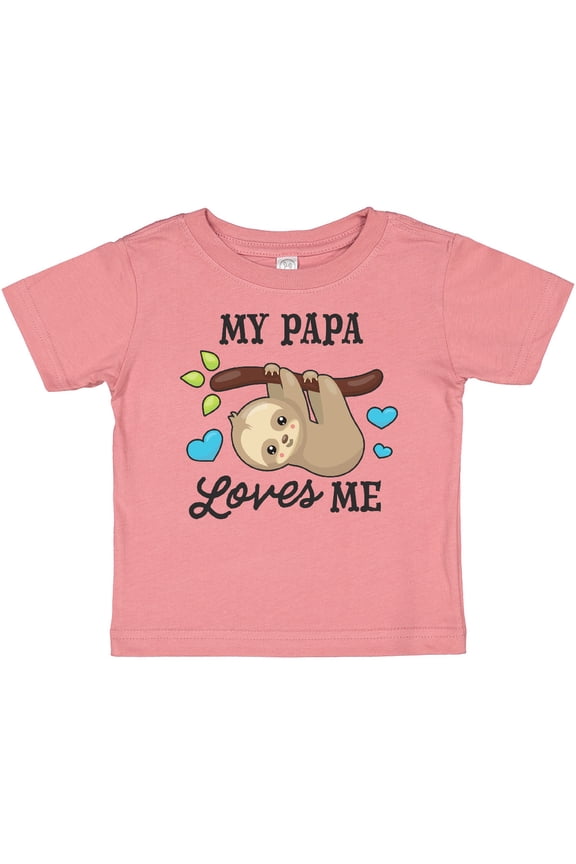 My Papa Loves Me with Sloth and Hearts Boys or Girls Baby T-Shirt