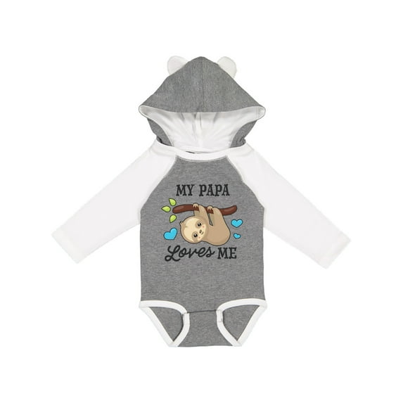 Inktastic My Papa Loves Me with Sloth and Hearts Boys or Girls Long Sleeve Baby Bodysuit