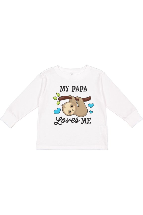 My Papa Loves Me with Sloth and Hearts Boys or Girls Long Sleeve Toddler T-Shirt