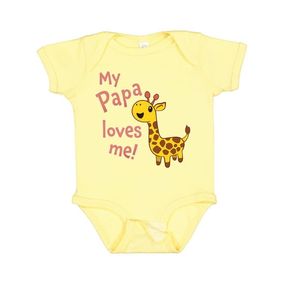 Inktastic My Papa Loves me- cute giraffe Boys or Girls Baby Bodysuit