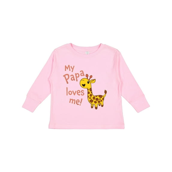 Inktastic My Papa Loves me- cute giraffe Boys or Girls Long Sleeve Toddler T-Shirt