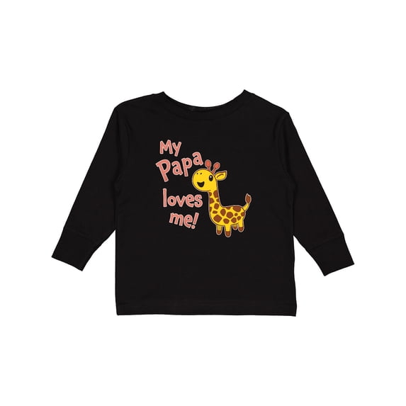 Inktastic My Papa Loves me- cute giraffe Boys or Girls Long Sleeve Toddler T-Shirt