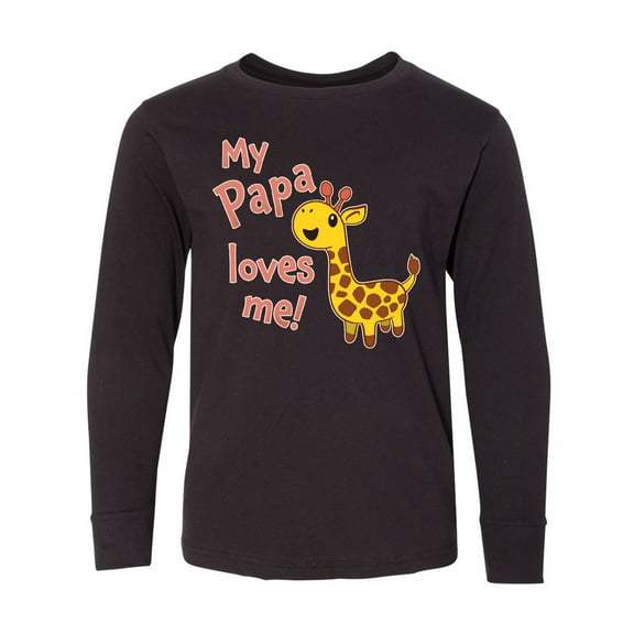 Inktastic My Papa Loves me- cute giraffe Long Sleeve Youth T-Shirt