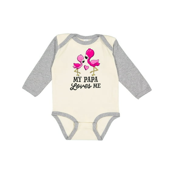 Inktastic My Papa Loves me with Two Flamingos Boys or Girls Long Sleeve Baby Bodysuit