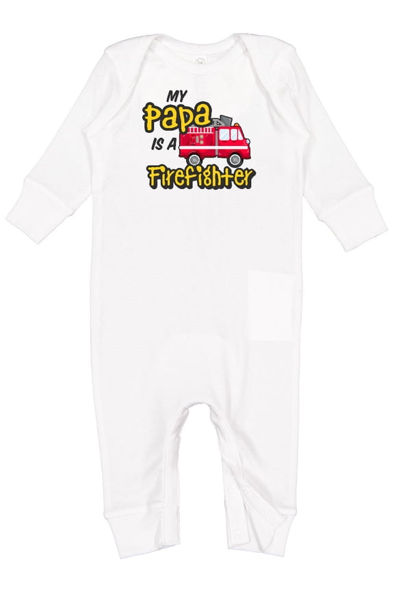 My Papa is a Firefighter with Fire Truck Baby Romper Coveralls