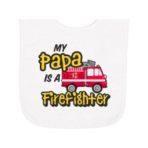Inktastic My Papa is a Firefighter with Fire Truck Baby Terry Cloth Bib