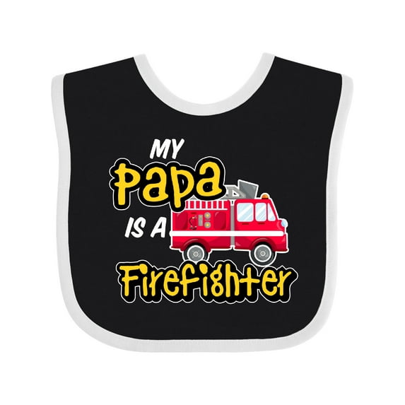Inktastic My Papa is a Firefighter with Fire Truck Boys or Girls Baby Bib