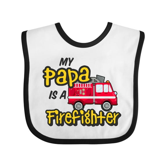 Inktastic My Papa is a Firefighter with Fire Truck Boys or Girls Baby Bib