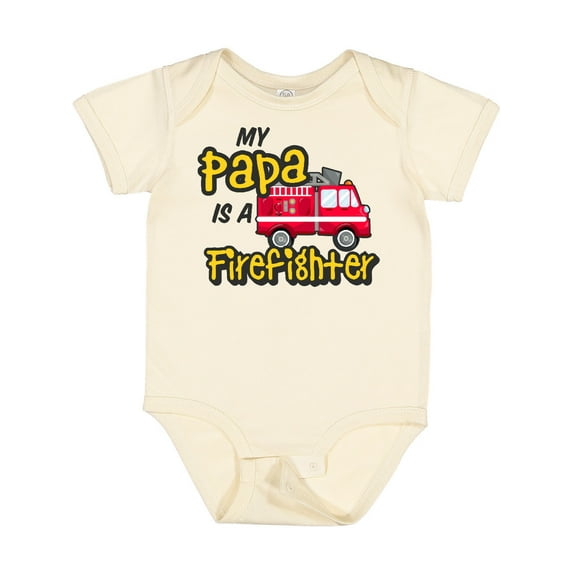 Inktastic My Papa is a Firefighter with Fire Truck Boys or Girls Baby Bodysuit