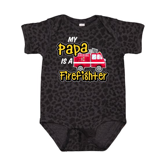Inktastic My Papa is a Firefighter with Fire Truck Boys or Girls Baby Bodysuit