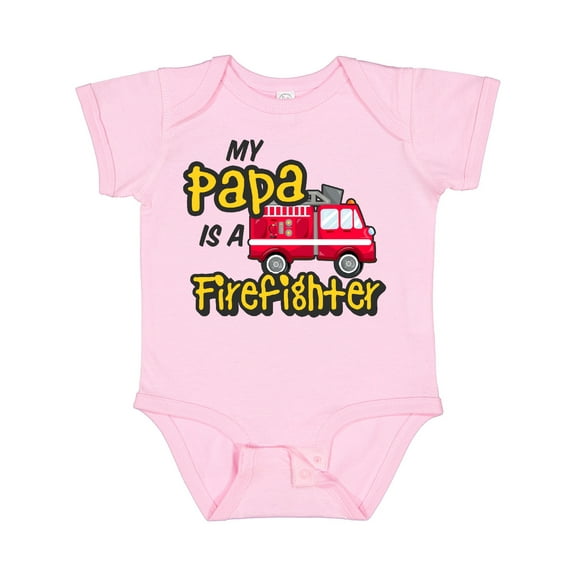 Inktastic My Papa is a Firefighter with Fire Truck Boys or Girls Baby Bodysuit