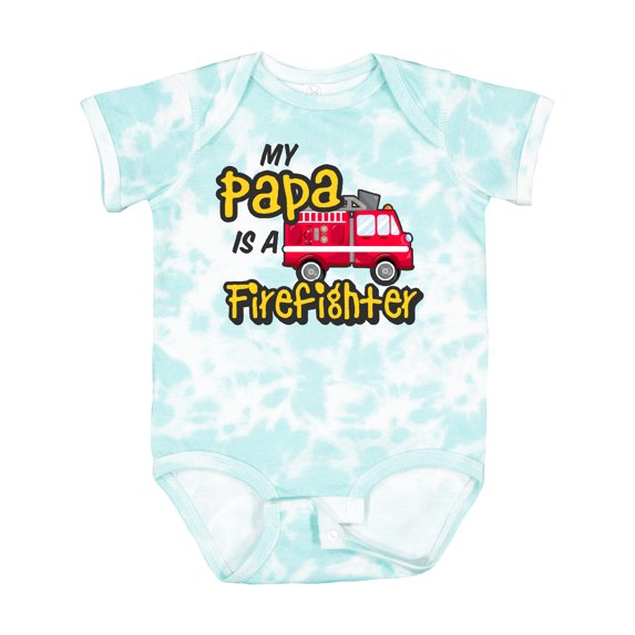Inktastic My Papa is a Firefighter with Fire Truck Boys or Girls Baby Bodysuit
