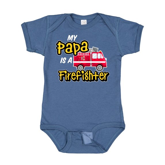 Inktastic My Papa is a Firefighter with Fire Truck Boys or Girls Baby Bodysuit
