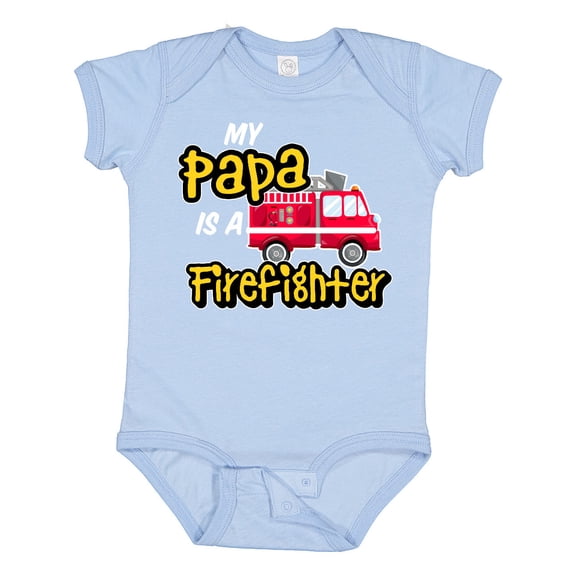 Inktastic My Papa is a Firefighter with Fire Truck Boys or Girls Baby Bodysuit