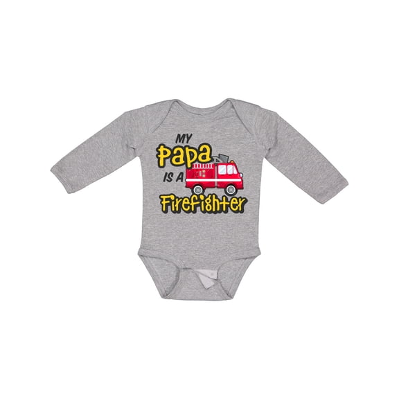 Inktastic My Papa is a Firefighter with Fire Truck Boys or Girls Long Sleeve Baby Bodysuit