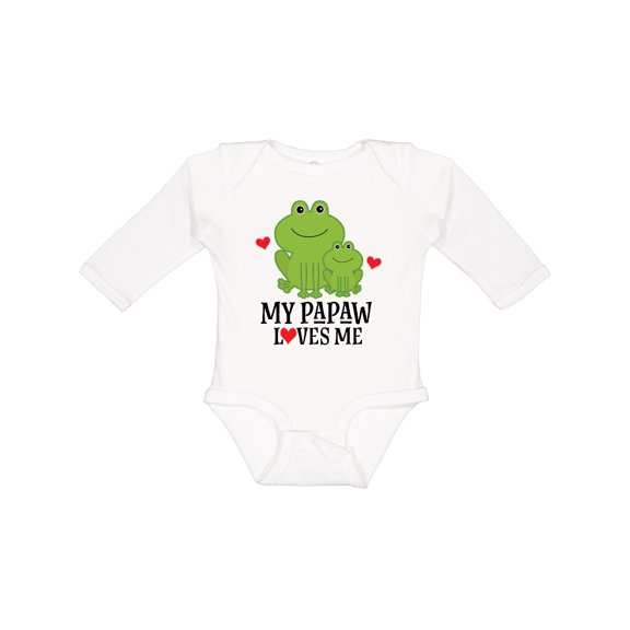Inktastic My Papaw Loves Me Grandson Frog Boys Long Sleeve Baby Bodysuit